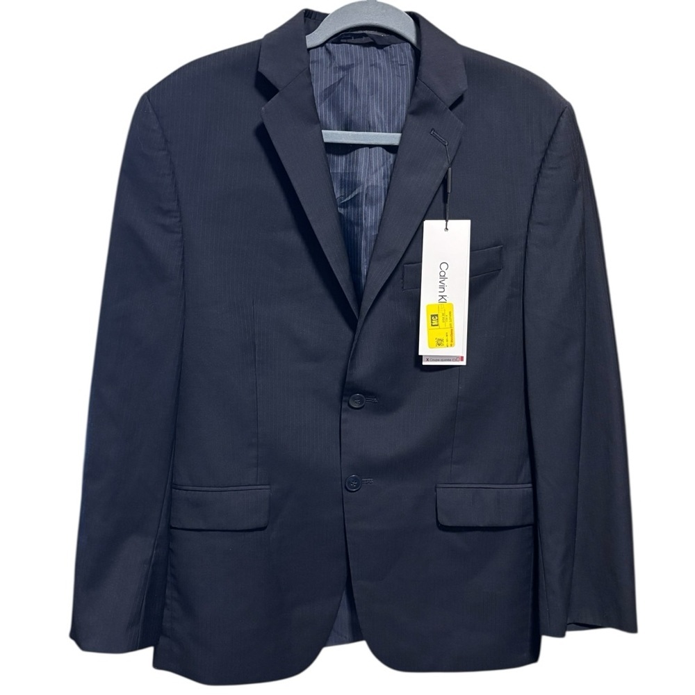 NWT Calvin Klein Blue Pinstripe Sport Coat Men’s Size 38 Slim FLAW